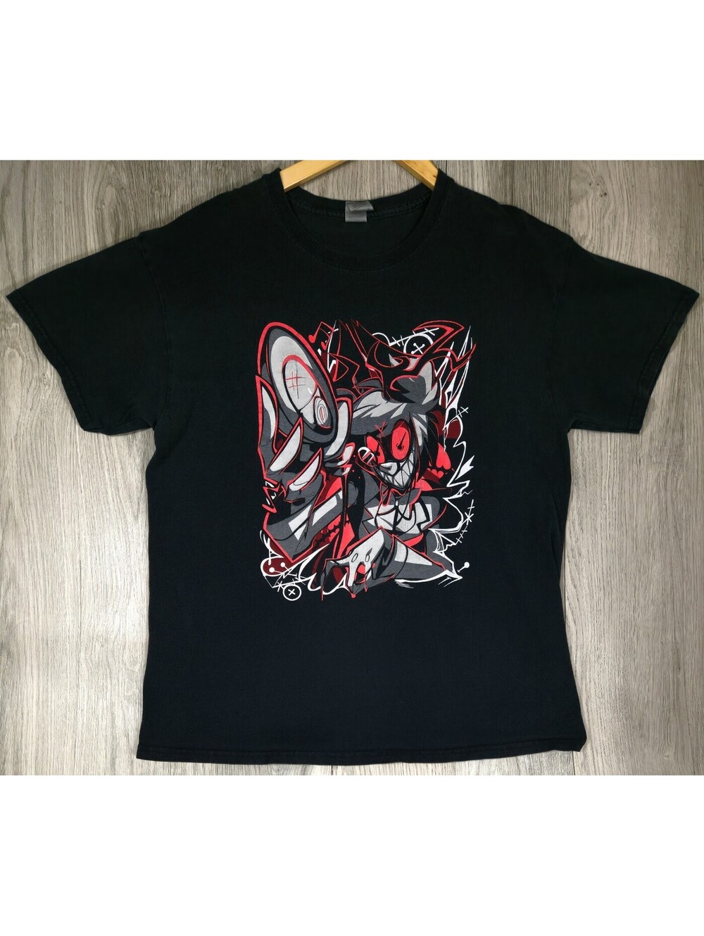 Hazbin Hotel Off Center Valentine's 2023 Alastor L Black Shirt Vivziepop #12